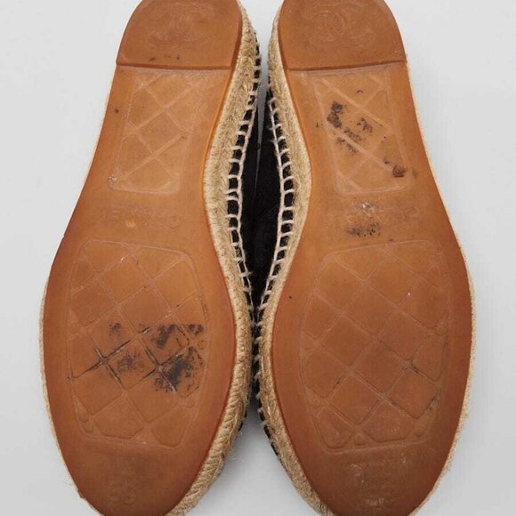 Chanel Black Suede and Faux Pearl CC Espadrille Flats Size 4.5/35 - Picture 4 of 5